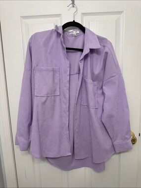 Cloud Ten Oversized Button Down Shirt in Purple Size Medium